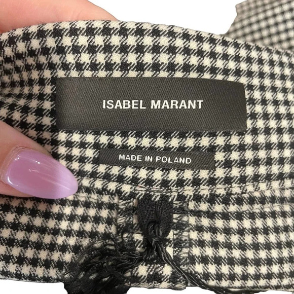 Isabel Marant Houndstooth Black Cream Red Zip Mini Skirt Size 40 US 8 - Picture 5 of 7